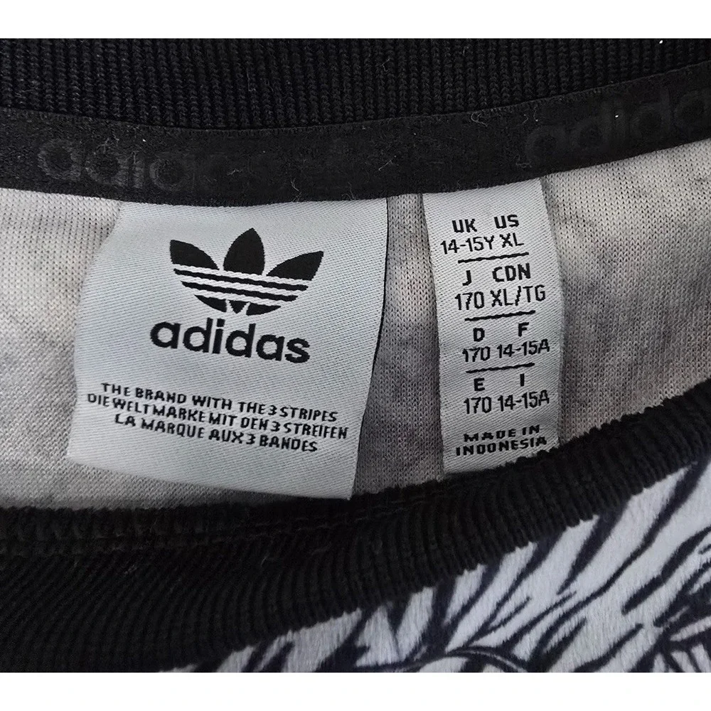 Adidas Originals Sweatshirt Youth Girls XL‎ 14-15 Black  Zebra Print Velour